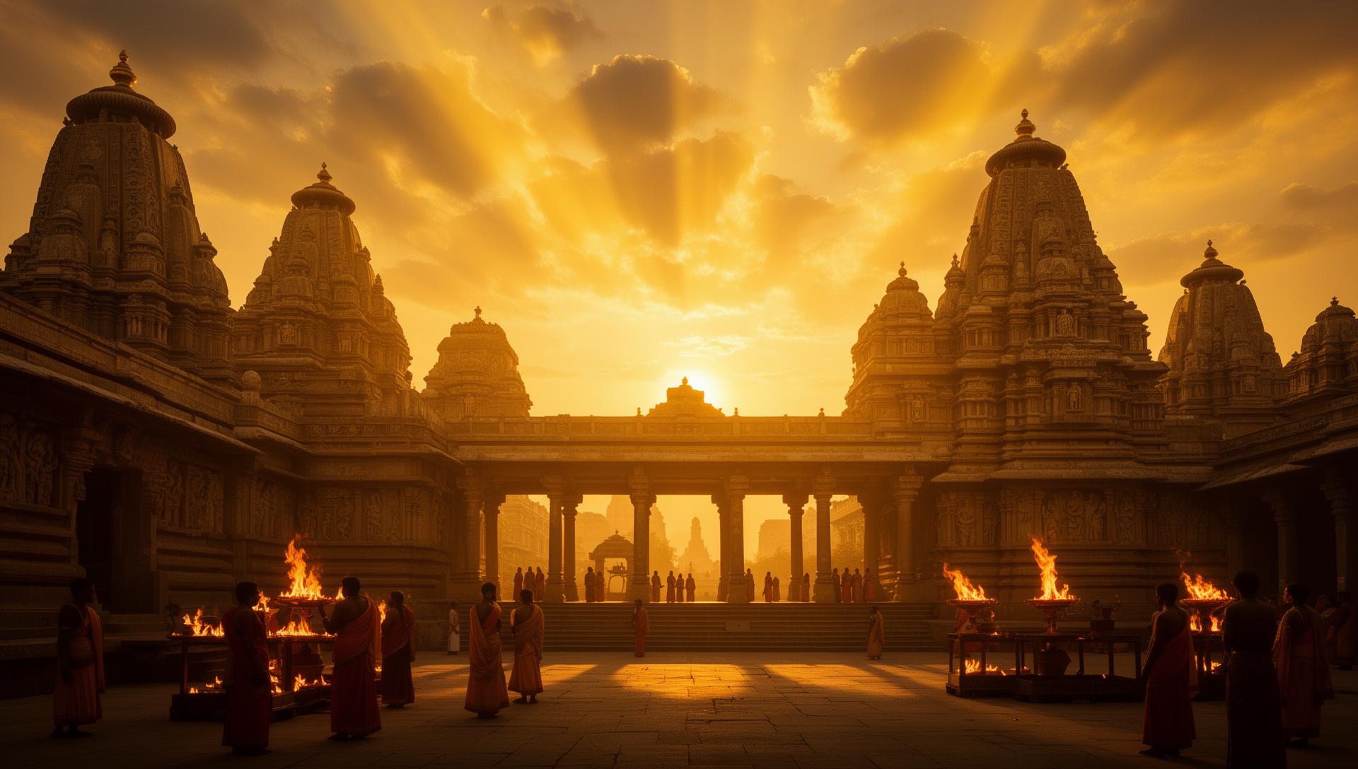 Sacred temple at sunrise